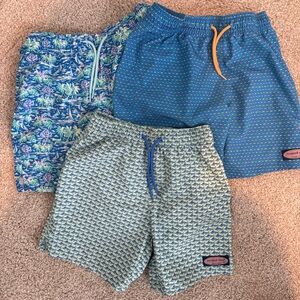 Vineyard Vines Kids Swim Trunks - Small (8-10) Blue and Green Lot